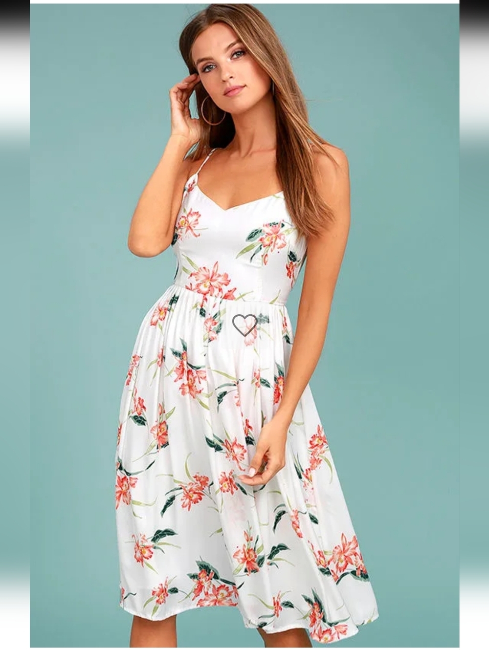 B.B. Dakota White Floral Spaghetti Strap Sundress